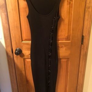 Body skimming ribbed cotton knit maxi dress.